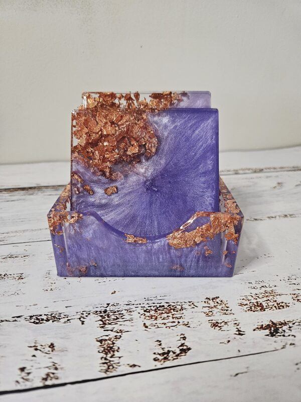 Purple & Copper Leaf Coasters - Image 6
