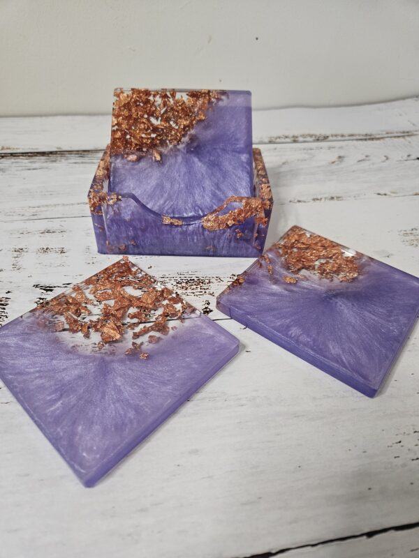 Purple & Copper Leaf Coasters