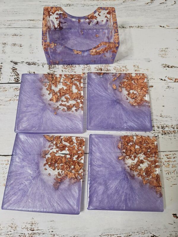 Purple & Copper Leaf Coasters - Image 3
