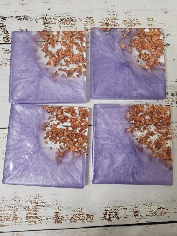 Purple & Copper Leaf Coasters - Image 4