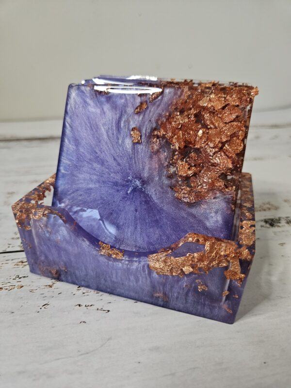 Purple & Copper Leaf Coasters - Image 2