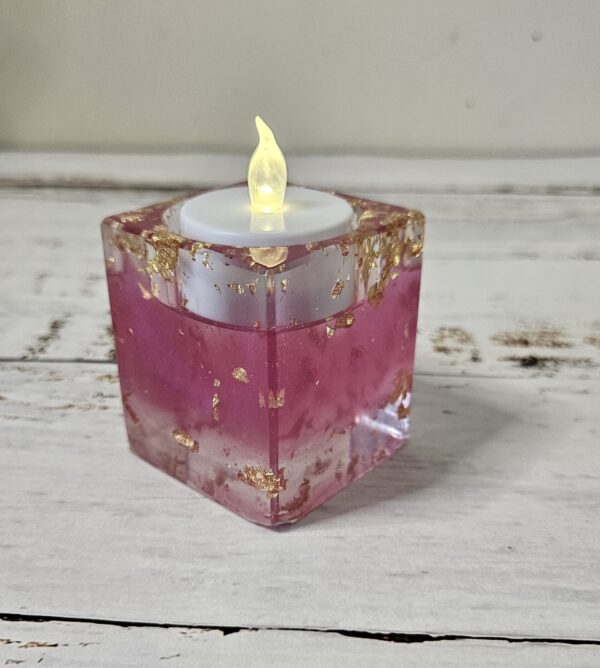 Pink Square T-Light Holder